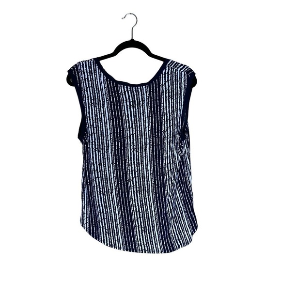 Ann Taylor LOFT Navy Blue and White Striped Top, Large - Picture 2 of 4